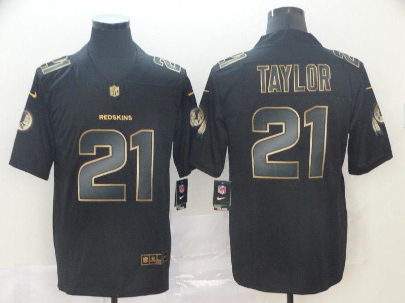 Men Washington Red Skins 21 Taylor Nike Vapor Limited Black Golden NFL Jerseys